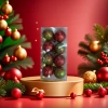 Christmas decorative ball red and gold sequined glass ball Christmas tree pendant set details Picture